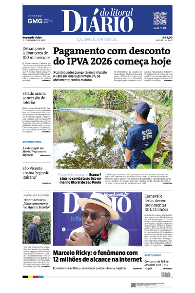 Diário do Litoral – Edição de 12 de janeiro de 2026