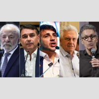 Lula destaca ações do governo, Flávio foca em segurança e Caiado promete tirar PT do poder na estreia eleitoral