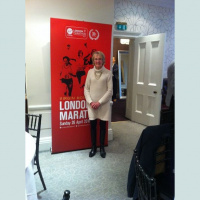 .@LondonMarathon #londonmarathon #PennyandPaul talk to Joyce Smith the first woman marathon winner