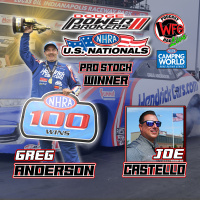Greg Anderson - 100 NHRA wins - U.S. Nationals Winner 9/8/2022