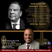 Gerald Hector welcomes Ambassador Andrew Young to ITS EASY SON