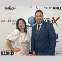 Mike O’Neill with Loyal Trust Bank and Jessica Poggi with Center for the Visually Impaired