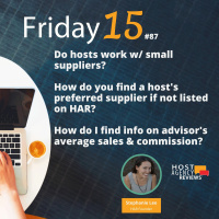 Booking small suppliers w/ host. Finding hosts preferred supplier list. Info on TA sales.