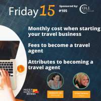 Monthly cost to start a travel biz, fees to become an agent, attributes to becoming an agent