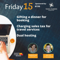 Gifting a dinner for booking, charging sales tax for travel services, duel hosting