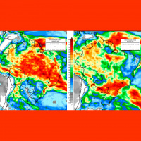 Chuvas intensas em grande parte do país, principalmente na metade Norte, no Natal , enquanto o Ano Novo deve ter maiores volumes na metade Sul do Bras