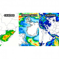 Previsão com chuvas e geadas no sul do Brasil, massa de ar seco na faixa central e El Niño com intensidade elevada para o verão