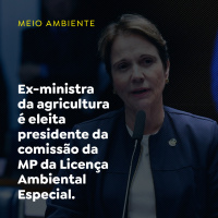 Ex-ministra da agricultura é eleita presidente da comissão da MP da Licença Ambiental Especial