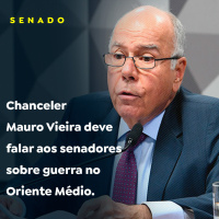 Chanceler Mauro Vieira deve falar aos senadores sobre guerra no Oriente Médio