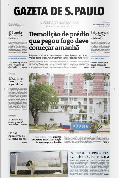 Gazeta de S. Paulo – Edição de 15 de julho de 2022