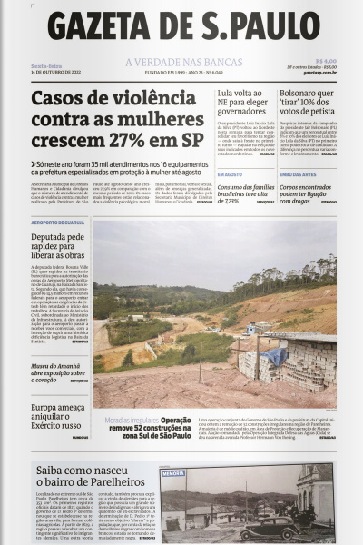 Gazeta de S. Paulo – Edição de 14 de outubro de 2022