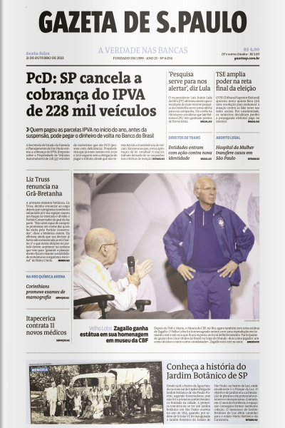 Gazeta de S. Paulo – Edição de 21 de outubro de 2022