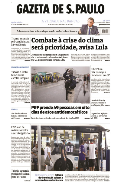 Gazeta de S. Paulo – Edição de 17 de novembro de 2022