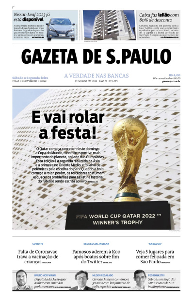 Gazeta de S. Paulo – Edição de 19 a 21 de novembro de 2022