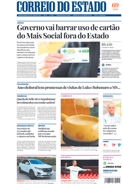 Correio do Estado - Edição de 21 de Janeiro de 2024