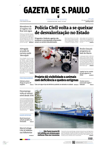 Gazeta de S. Paulo - Edição de 01 de Agosto de 2024