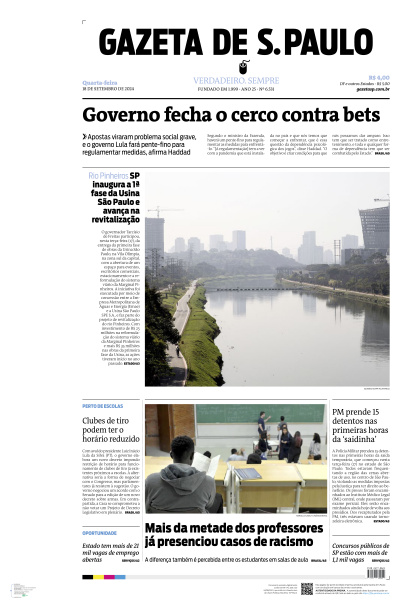 Gazeta de S. Paulo - Edição de 18 de Setembro de 2024