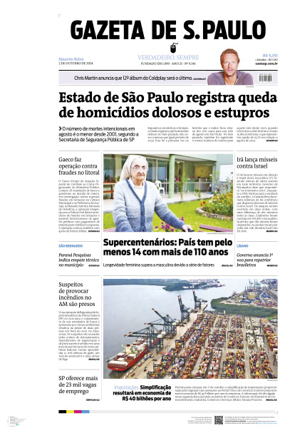 Gazeta de S. Paulo - Edição de 02 de Outubro de 2024