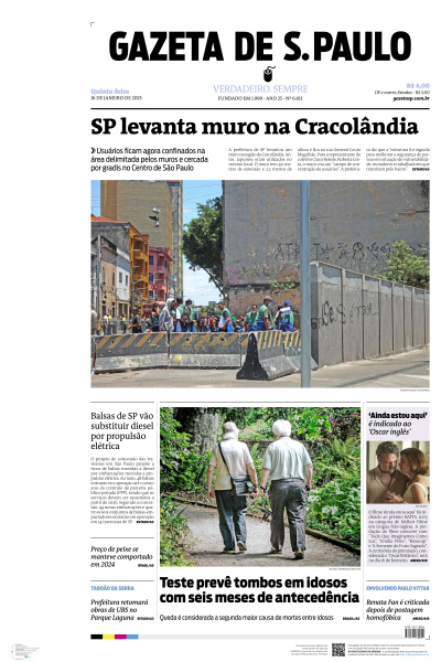 Gazeta de S. Paulo - Edição de 16 de Janeiro de 2025