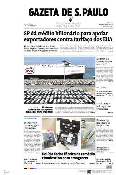 Gazeta de S. Paulo - Edição de 01 de Agosto de 2025