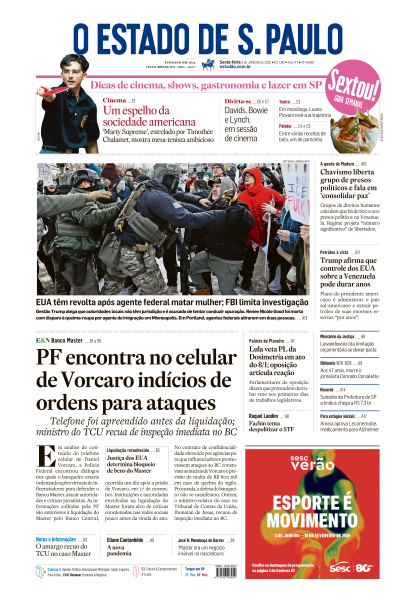 Estadão - Edição de 09 de Janeiro de 2026