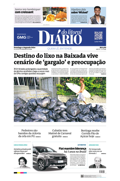 Diário do Litoral – Edição de 15 e 16 de fevereiro de 2026