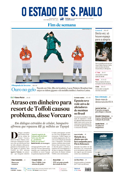 Estadão - Edição de 15 de Fevereiro de 2026