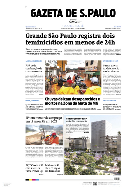 Gazeta de S. Paulo - Edição de 25 de Fevereiro de 2026