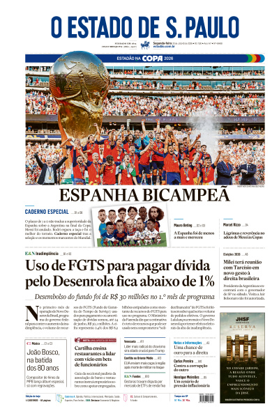 Estadão - Edição de 20 de Julho de 2026