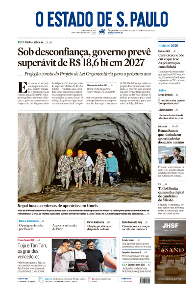 Estadão - Edição de 01 de Setembro de 2026