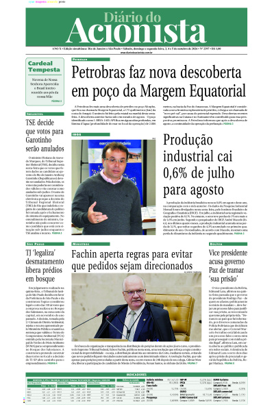 Diário do Acionista - 03 a 05 de outubro de 2026